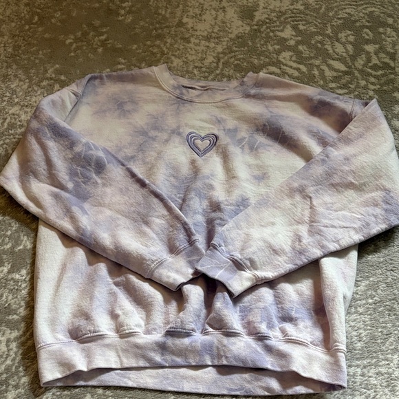 Heart Embroidered Purple Tie-Dye Sweatshirt - Picture 1 of 1